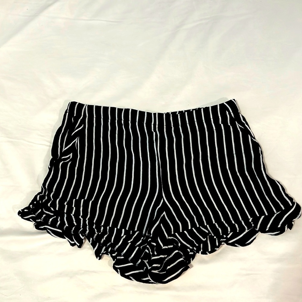 Ava Sky pinstripe frill shorts
